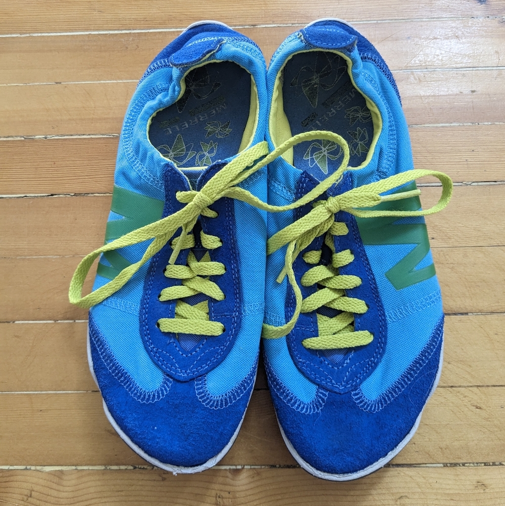 Merrell Equinox Performance Shoes, Blue and Lime Green, Women's Size 5.5